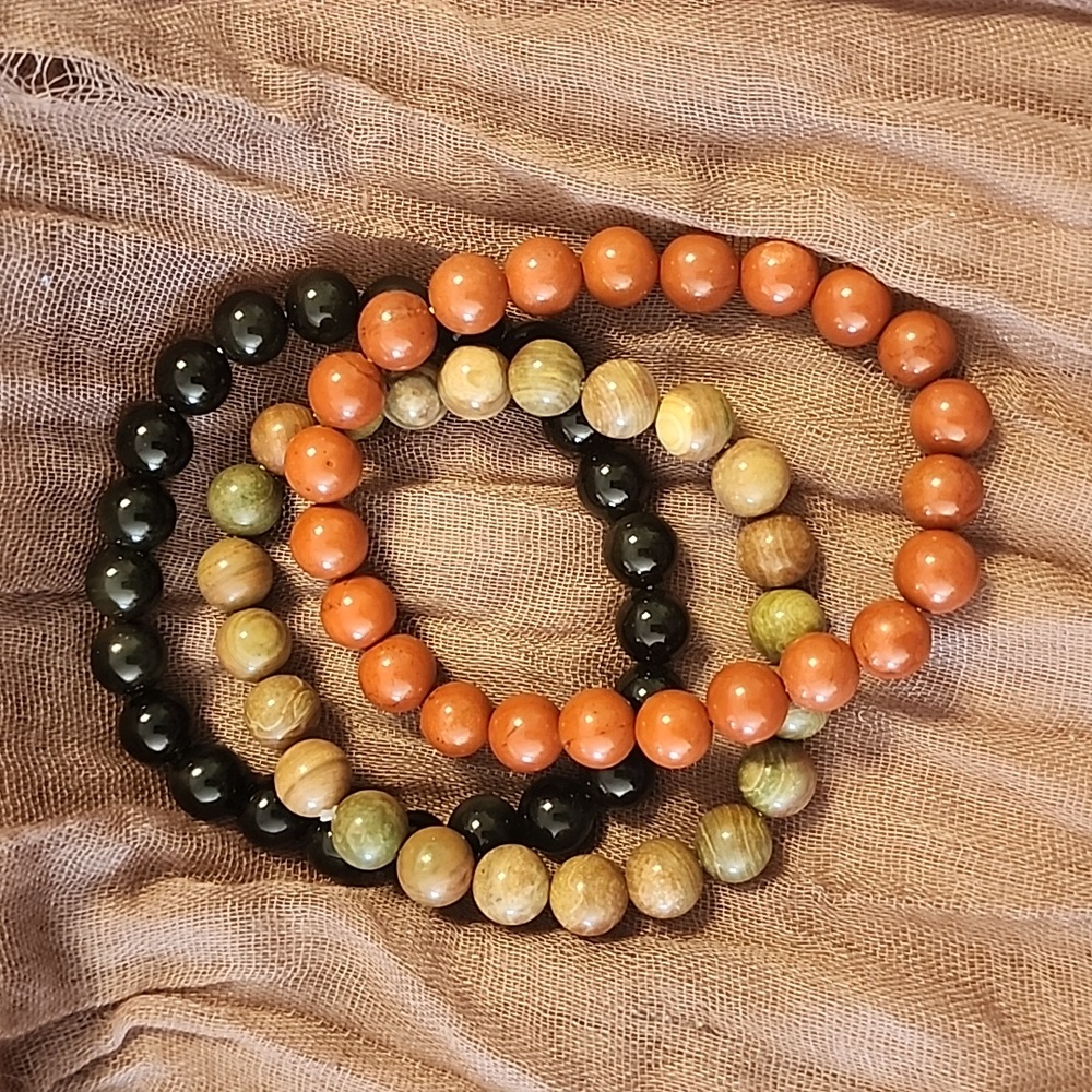 Set of three stone bracelets
